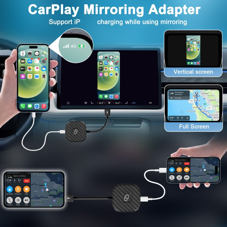 Carbon Fiber USB + USB-C / Type-C Carplay to Car Mirror Adapter for iPhone ÎҵÄÉ̵ê