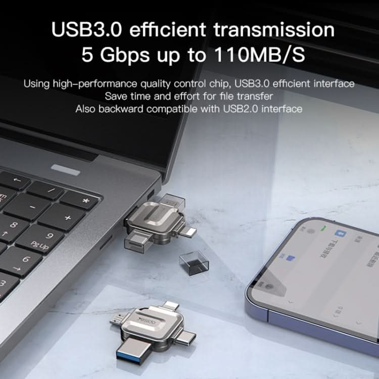 Yesido FL15 USB + 8 Pin + Mirco USB + Type-C 4 in 1 USB Flash Drive with OTG Function