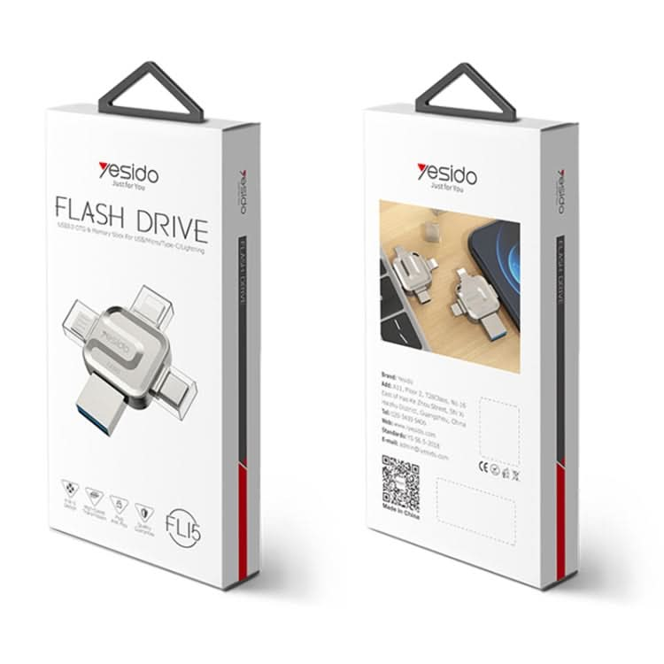 Yesido FL15 USB + 8 Pin + Mirco USB + Type-C 4 in 1 USB Flash Drive with OTG Function