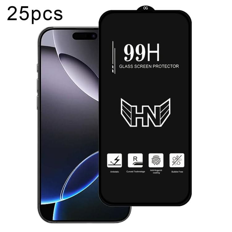 25pcs High Aluminum Large Arc Full Screen Tempered Glass Film