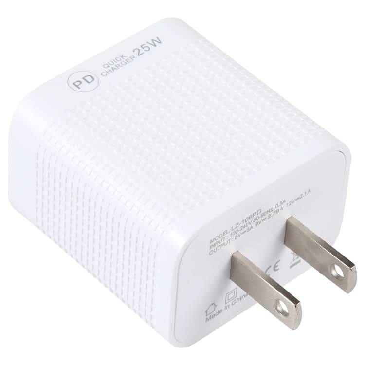 LZ-106PD 25W USB-C / Type-C Ports Plaid Pattern Travel Charger