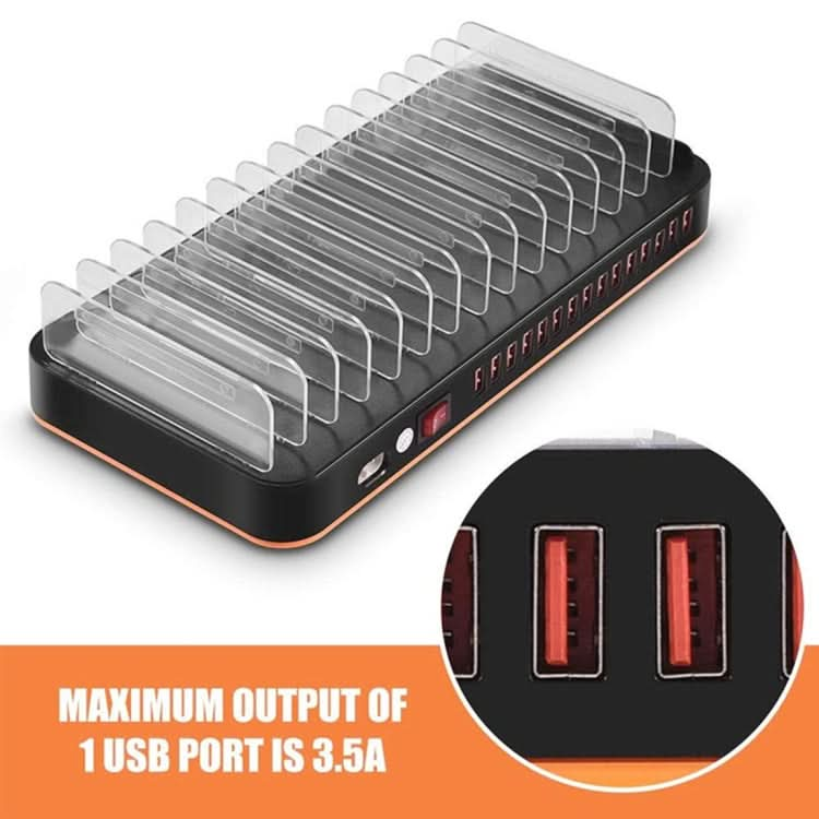 WLX-815P 180W 15 Ports USB Fast Charging Dock Smart Charger with Holder