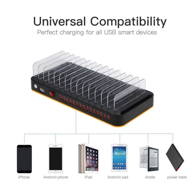 WLX-815P 180W 15 Ports USB Fast Charging Dock Smart Charger with Holder