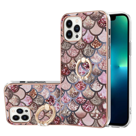 Electroplating Pattern IMD TPU Shockproof Case with Rhinestone Ring Holder, Series 1