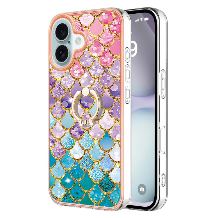 Electroplating Pattern IMD TPU Shockproof Case with Rhinestone Ring Holder, Series 1