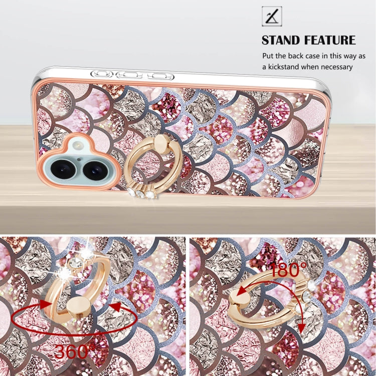 Electroplating Pattern IMD TPU Shockproof Case with Rhinestone Ring Holder, Series 2