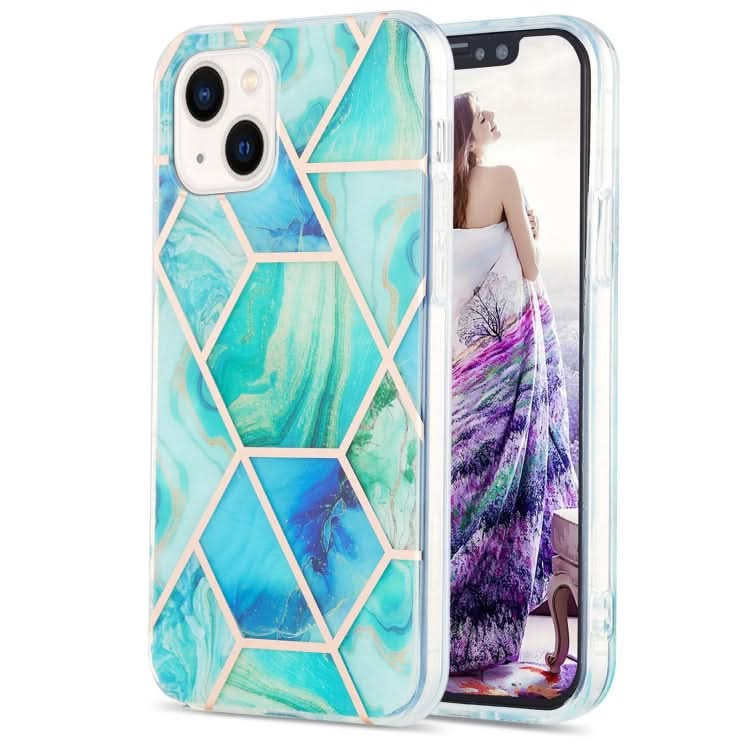 Electroplating Splicing Marble Flower Pattern Dual-side IMD TPU Shockproof Phone Case, Series 1