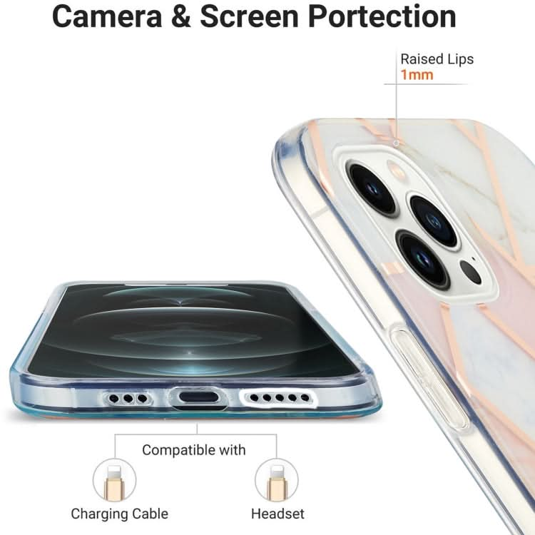 Electroplating Splicing Marble Flower Pattern Dual-side IMD TPU Shockproof Phone Case, Series 1