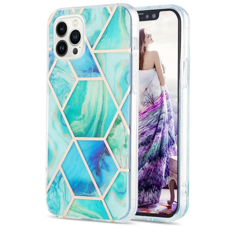 Electroplating Splicing Marble Flower Pattern Dual-side IMD TPU Shockproof Phone Case, Series 1