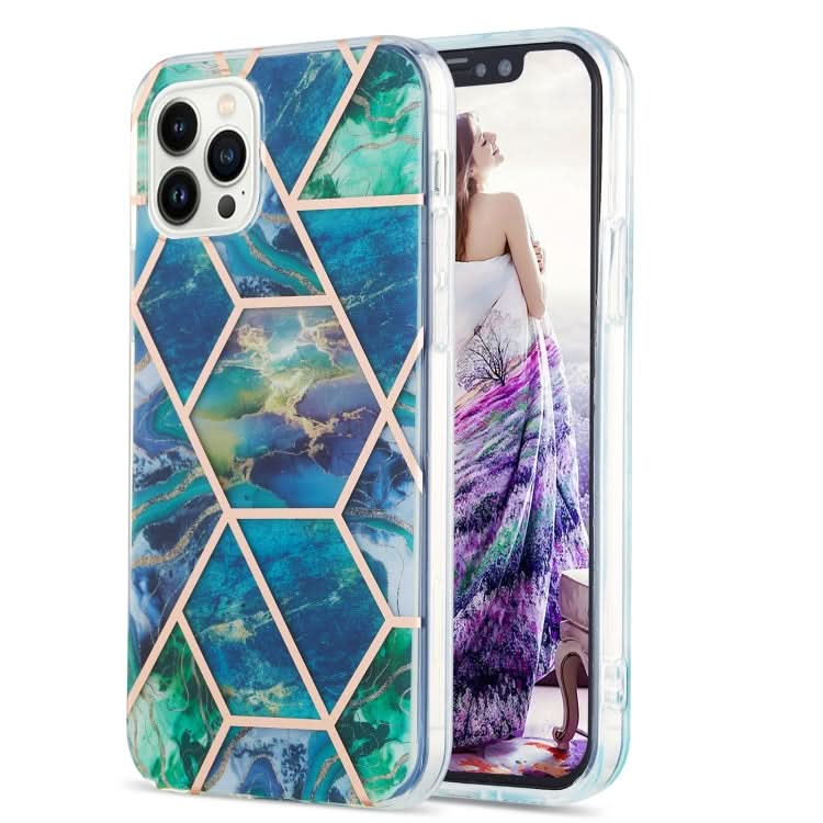 Electroplating Splicing Marble Flower Pattern Dual-side IMD TPU Shockproof Phone Case, Series 2