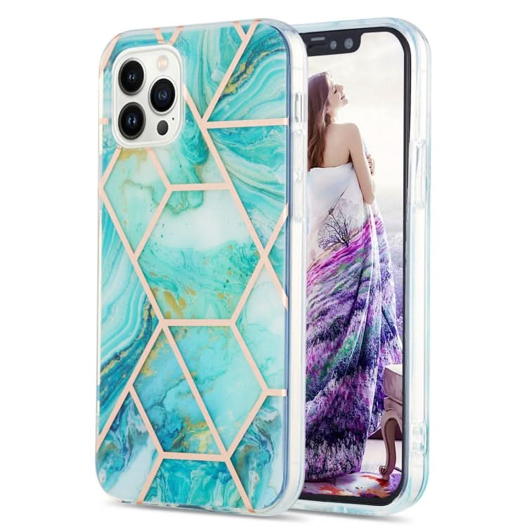 Electroplating Splicing Marble Flower Pattern Dual-side IMD TPU Shockproof Phone Case, Series 2