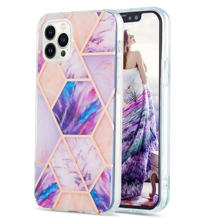 Electroplating Splicing Marble Flower Pattern Dual-side IMD TPU Shockproof Phone Case, Series 2