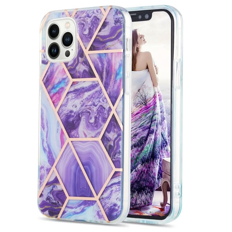 Electroplating Splicing Marble Flower Pattern Dual-side IMD TPU Shockproof Phone Case, Series 2