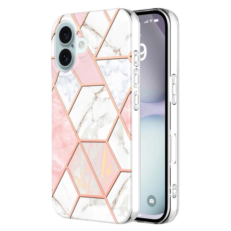 Electroplating Splicing Marble Flower Pattern Dual-side IMD TPU Shockproof Phone Case, Series 1