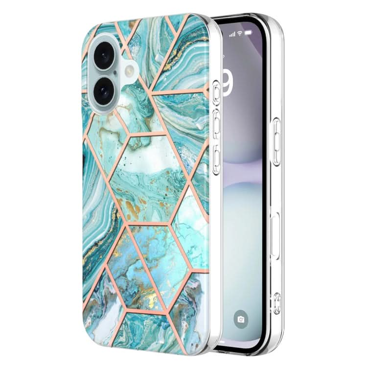 Electroplating Splicing Marble Flower Pattern Dual-side IMD TPU Shockproof Phone Case, Series 2