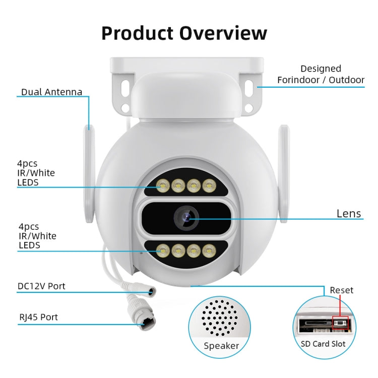 A8-C2 2MP Smart WiFi Surveillance IP Camera, Dual-light Full Color Night Vision / Two Way Audio / TF Card-Reluova