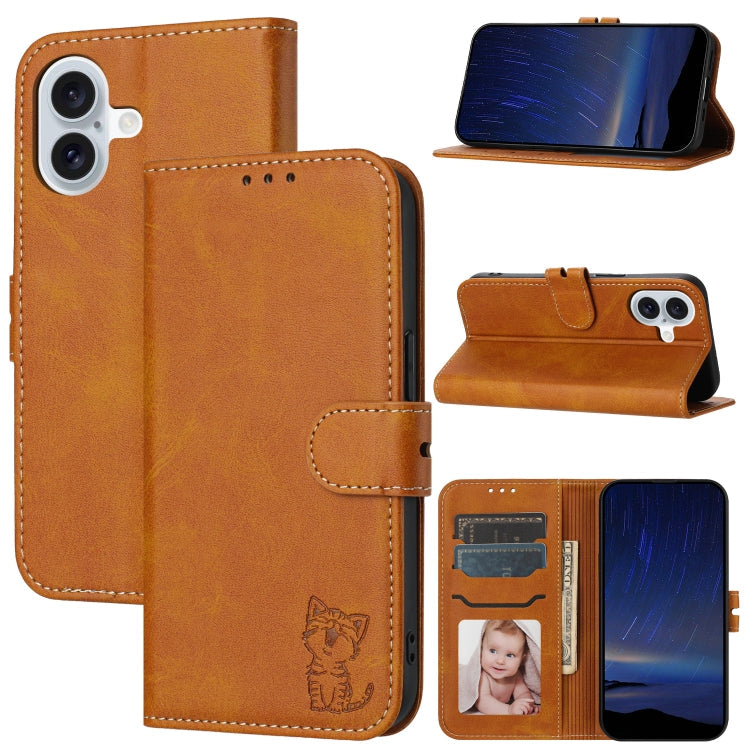 Embossed Happy Cat Pattern Flip Leather Phone Case, Series 2