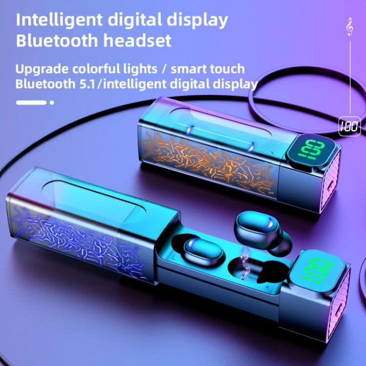 E50 Colorful Light Intelligent Digital Display Bluetooth Earphones