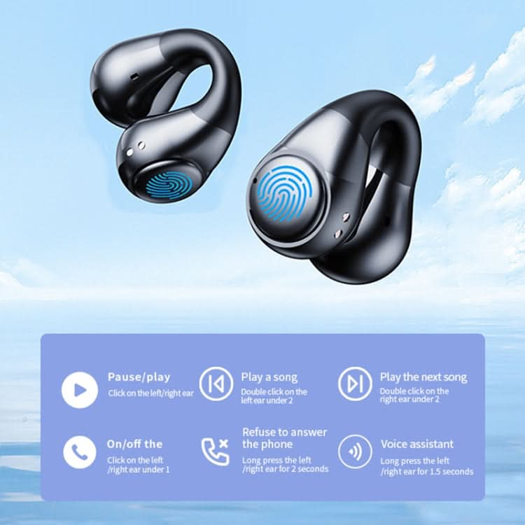 JR01 Transparent Capsule Smart Digital Display Ear-hook Bluetooth Earphones