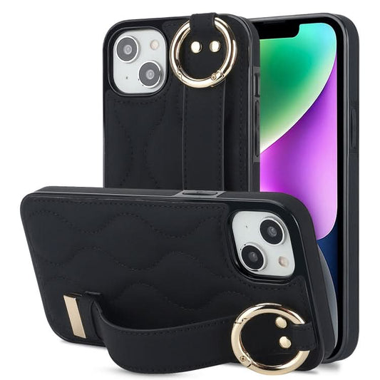 Non-slip Full Coverage Ring PU Phone Case with Wristband, Series 5