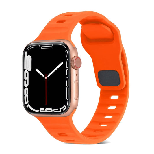 Square Buckle Stripes Silicone Watch Band, Series 16