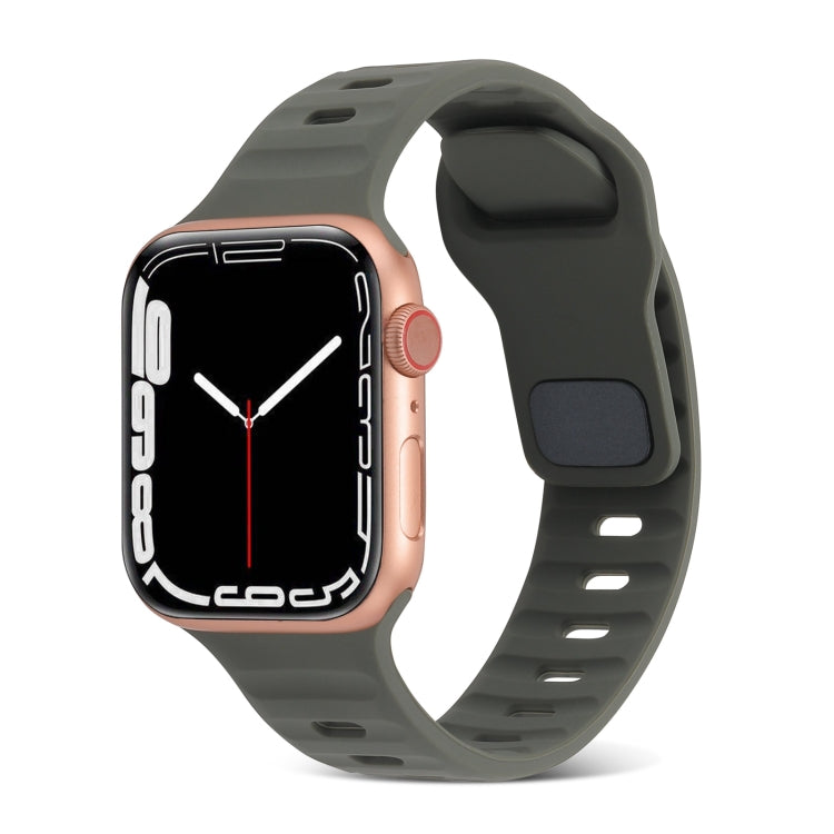 Square Buckle Stripes Silicone Watch Band, Series 11