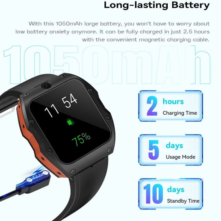 Model X 1.99 inch IP68 Waterproof Android 9.0 4G Dual Cameras Matte Smart Watch