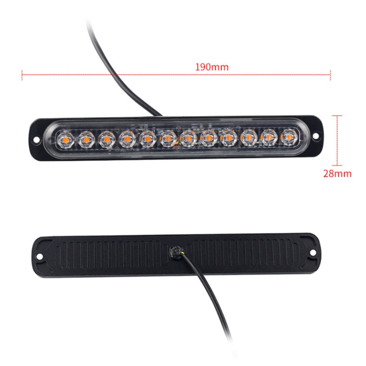 DC12V-24V / 36W Car Truck Emergency Strobe Flash Warning Light 12LEDs Long Ultra-thin Side Lights