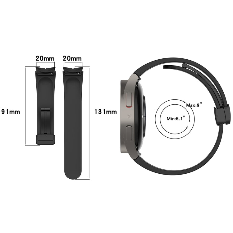 Magnetic Folding Black Buckle Silicone Watch Band