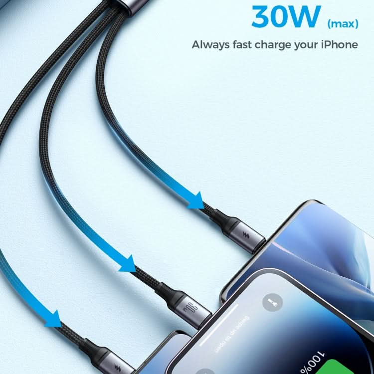 JOYROOM A21 30W Type-C to 8 Pin+Type-C+Micro USB 3 in 1 Charging Cable, Length: 1.2m