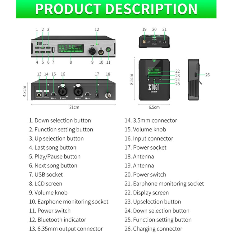 XTUGA SEM100 Professional Wireless In Ear Monitor System