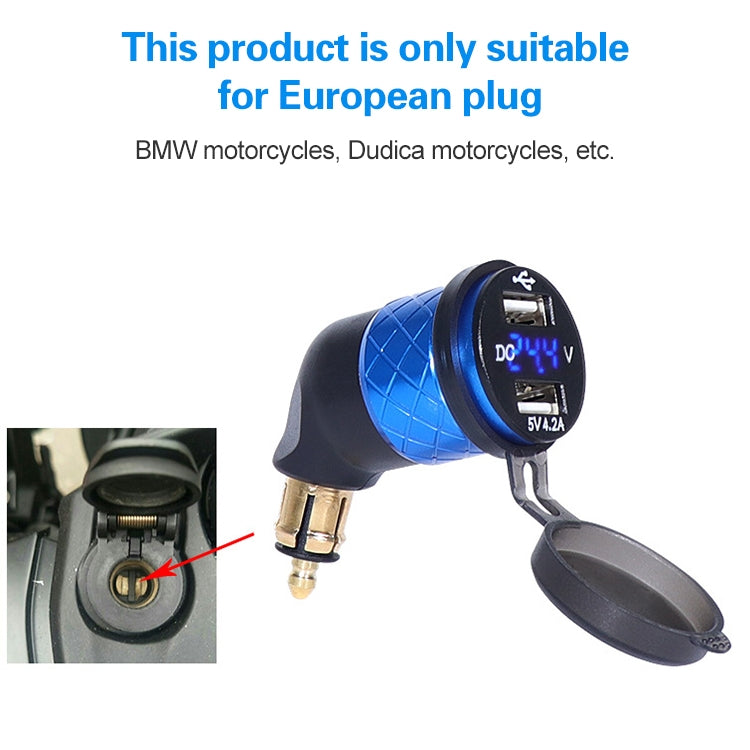 German EU Plug Special Motorcycle Elbow Charger Dual USB Voltmeter 4.2A Charger ÎҵÄÉ̵ê