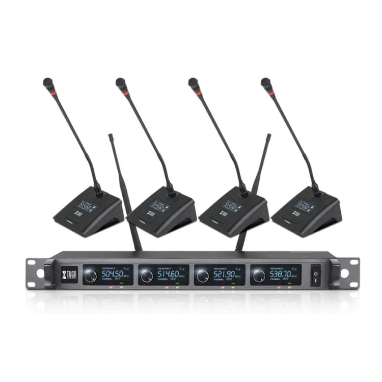 XTUGA A140-C Wireless Microphone System 4-Channel UHF Four Conference Mics