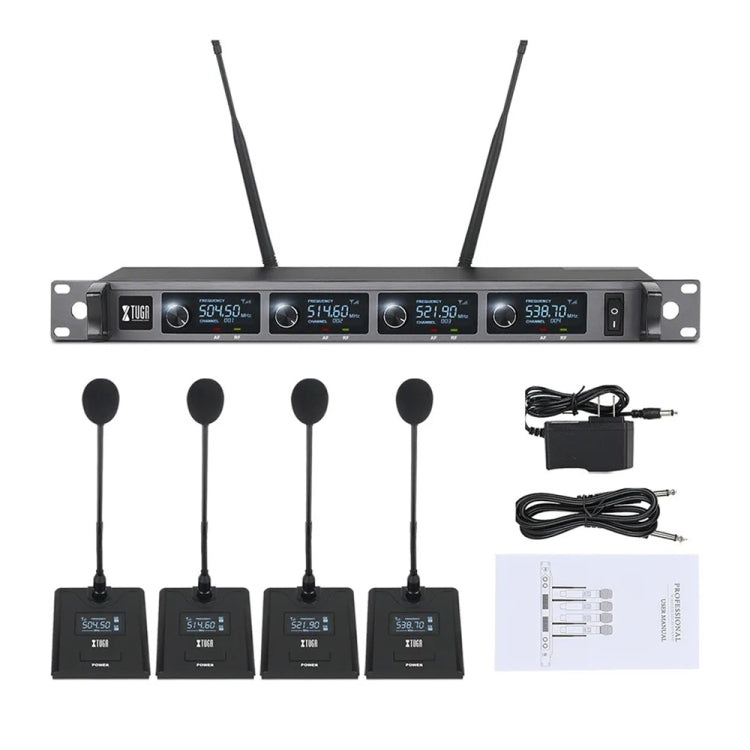 XTUGA A140-C Wireless Microphone System 4-Channel UHF Four Conference Mics