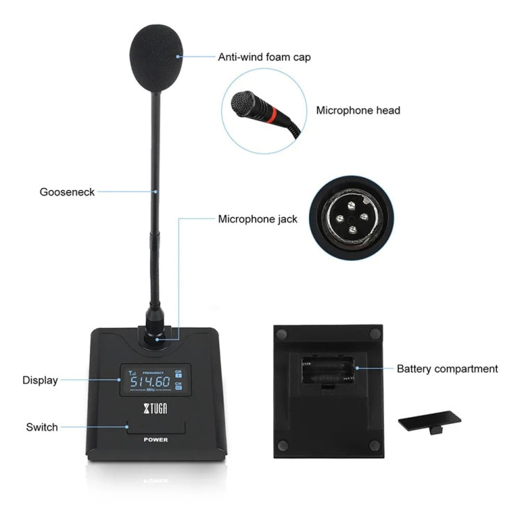 XTUGA A140-C Wireless Microphone System 4-Channel UHF Four Conference Mics