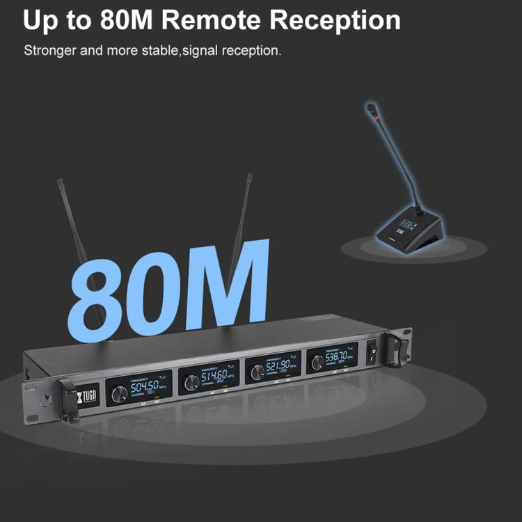 XTUGA A140-C Wireless Microphone System 4-Channel UHF Four Conference Mics