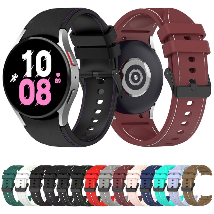 For Samsung Galaxy Watch 6 / 6 Classic Leather Black Buckle Silicone Watch Band