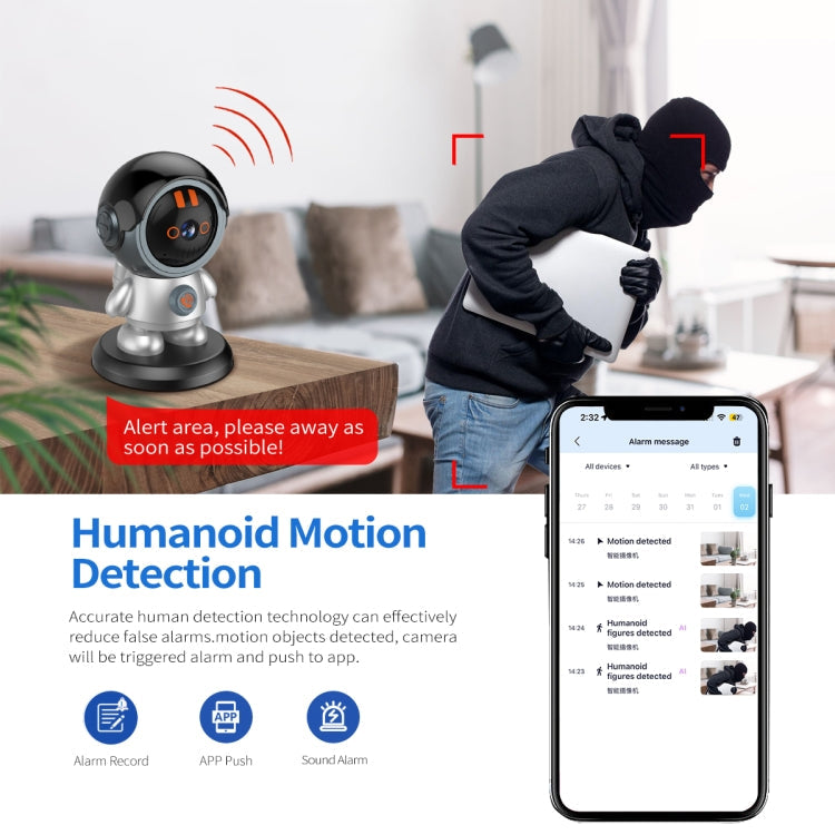 ESCAM PT302 Robot 3MP One Click Call Humanoid Detection WiFi IP Camera Reluova