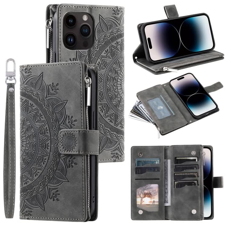 Multi-Card Totem Zipper Leather Phone Case, Series 2