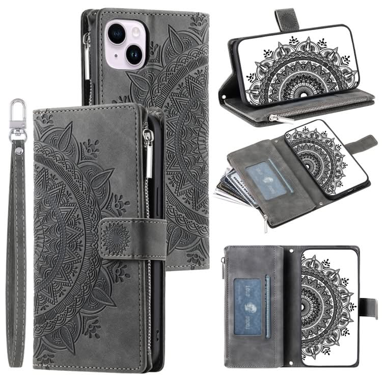 Multi-Card Totem Zipper Leather Phone Case, Series 3