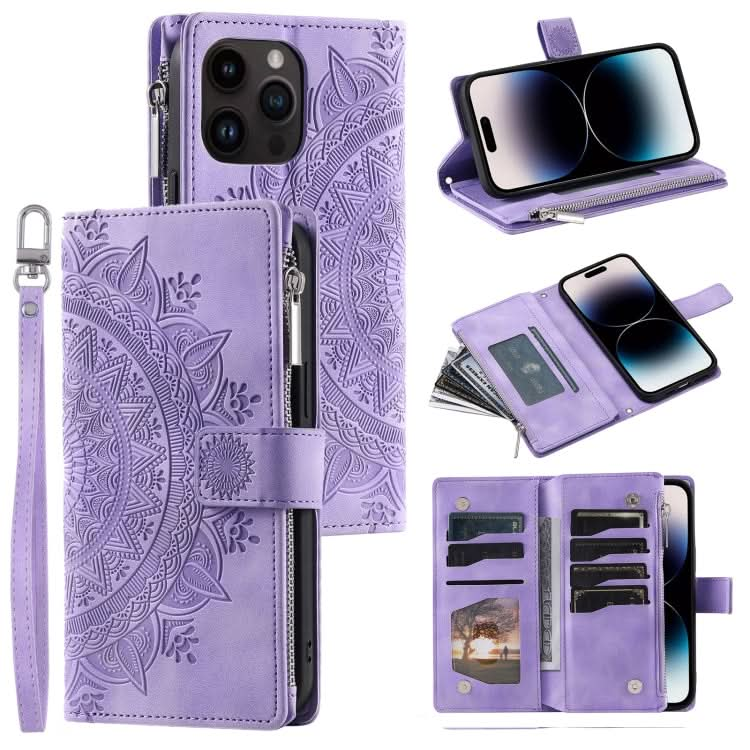 Multi-Card Totem Zipper Leather Phone Case, Series 4