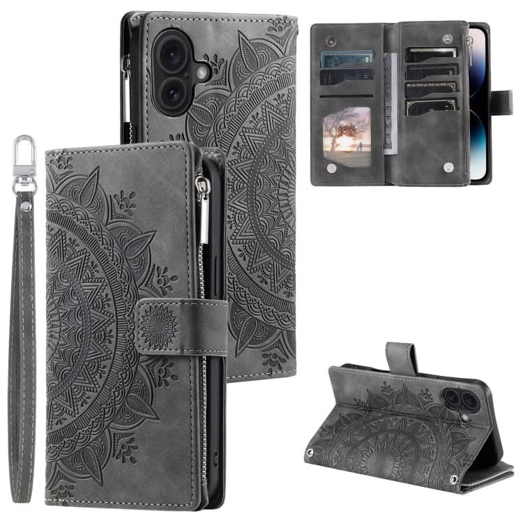 Multi-Card Totem Zipper Leather Phone Case, Series 1