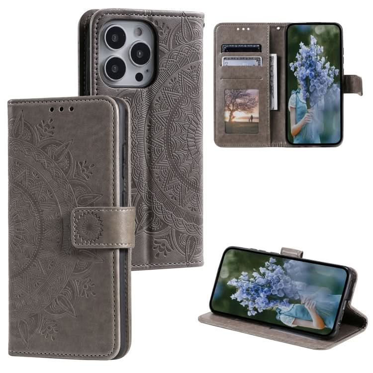 Totem Flower Embossed Leather Phone Case, Series 3