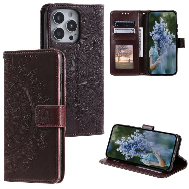 Totem Flower Embossed Leather Phone Case, Series 3