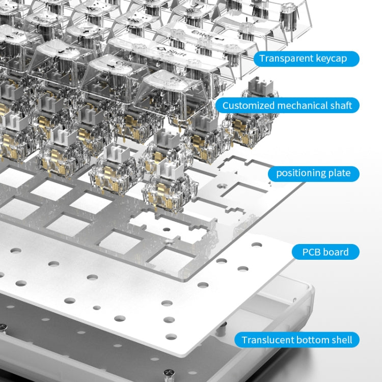 XUNFOX K30 Transparent 61-Keys Blacklit Wired Mechanical Keyboard, Cable Length: 1.5m