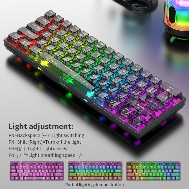 XUNFOX K30 Pro 2.4G + BT + Wired Transparent 61-Keys Mechanical White Axis Keyboard My Store