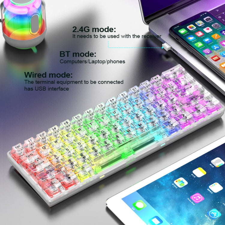 XUNFOX K30 Pro 2.4G + BT + Wired Transparent 61-Keys Mechanical White Axis Keyboard My Store