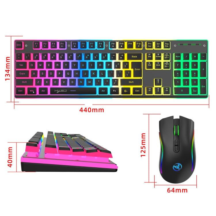 HXSJ L96 2.4G Wireless RGB Backlit Keyboard and Mouse Set 104 Pudding Key Caps + 4800DPI Mouse My Store