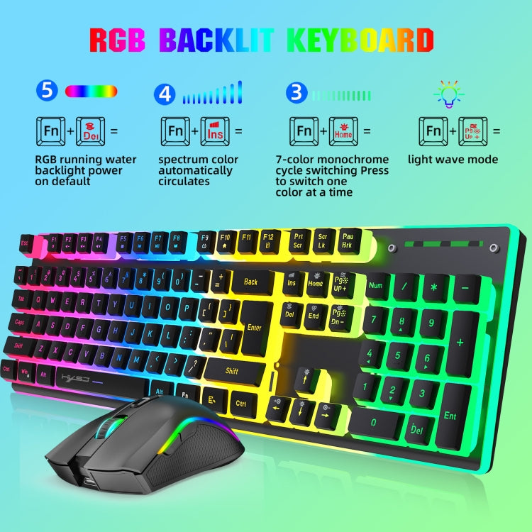 HXSJ L96 2.4G Wireless RGB Backlit Keyboard and Mouse Set 104 Pudding Key Caps + 4800DPI Mouse My Store