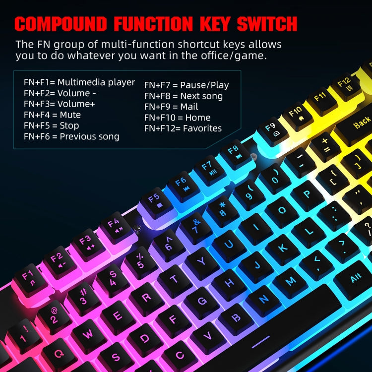 HXSJ L96 2.4G Wireless RGB Backlit Keyboard and Mouse Set 104 Pudding Key Caps + 4800DPI Mouse My Store